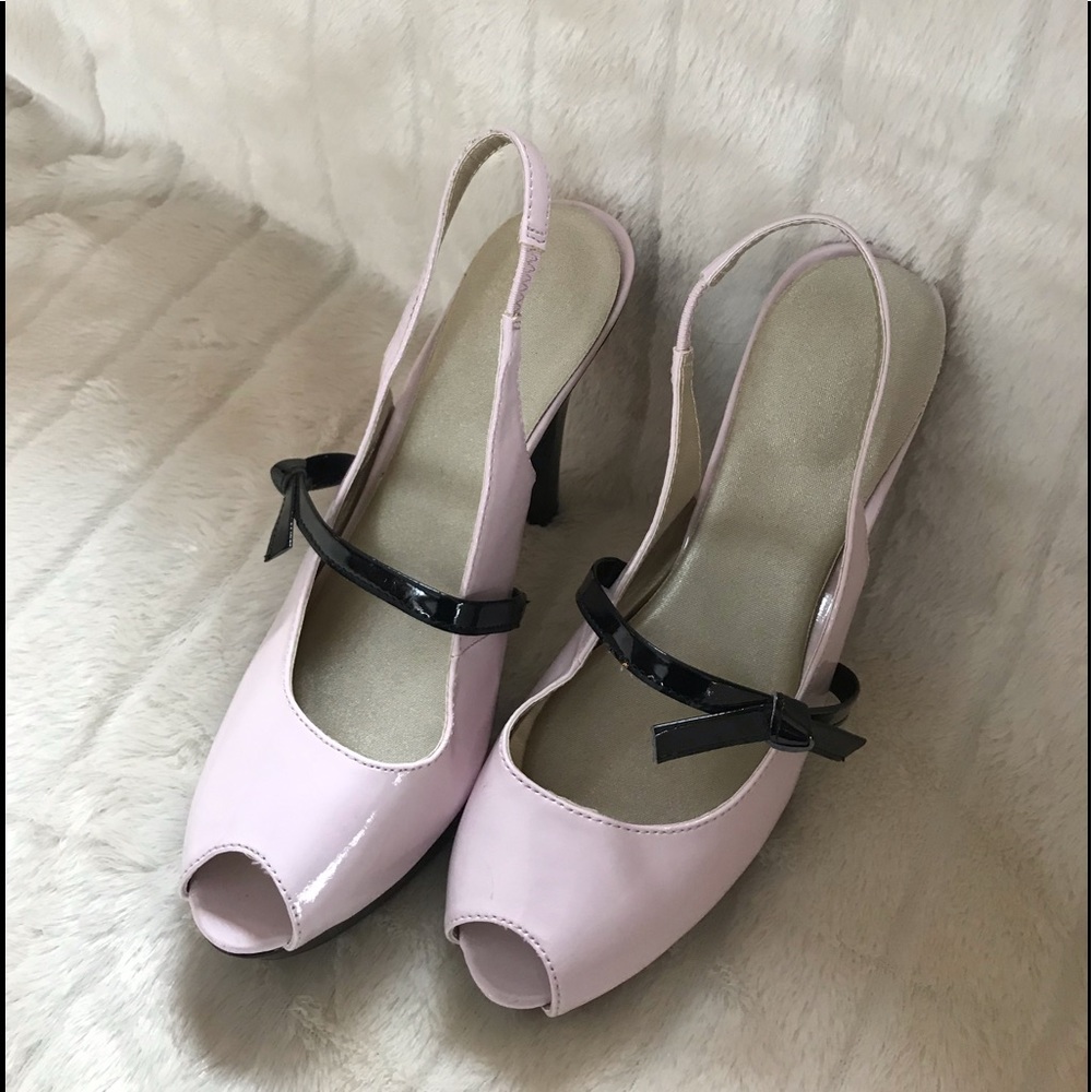 🍀NWOT 2 for $15 Pastel pink/black patent leather - Picture 2 of 7